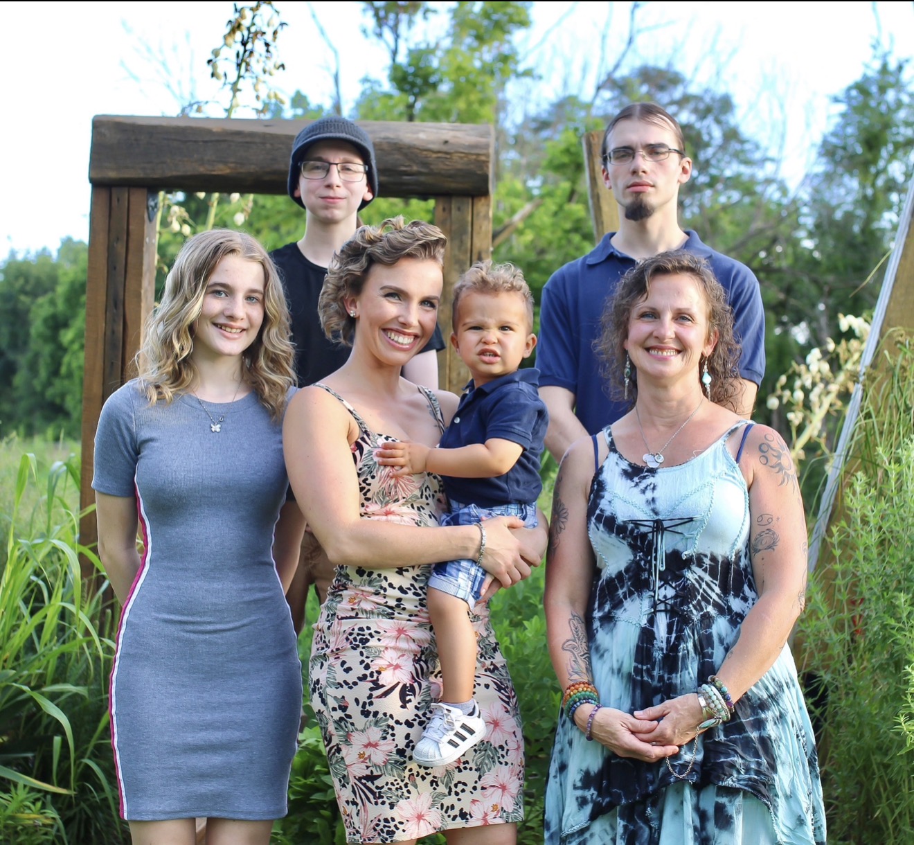 Extended family portrait outdoors