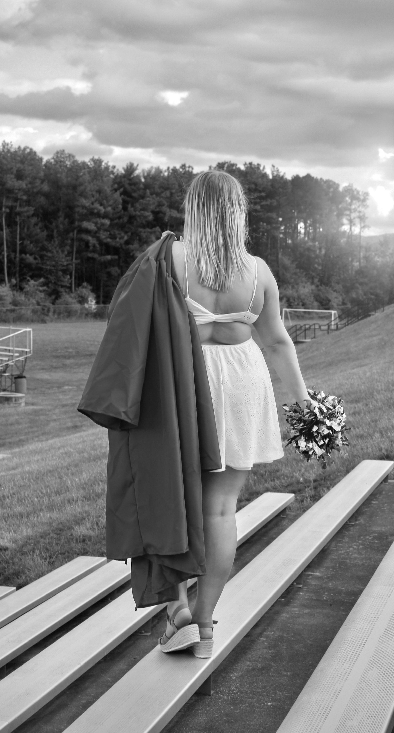 Black-and-white senior portrait
